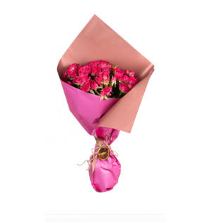 Pembe Buket Kağıdında Pembe Çardak Güller Çiçek (20'li - ~ 40 cm) 5 dal